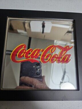 Vintage COCA-COLA FRAMED  MIRROR SIGN 6x6 Inch In Picture Frame Unusual Rare